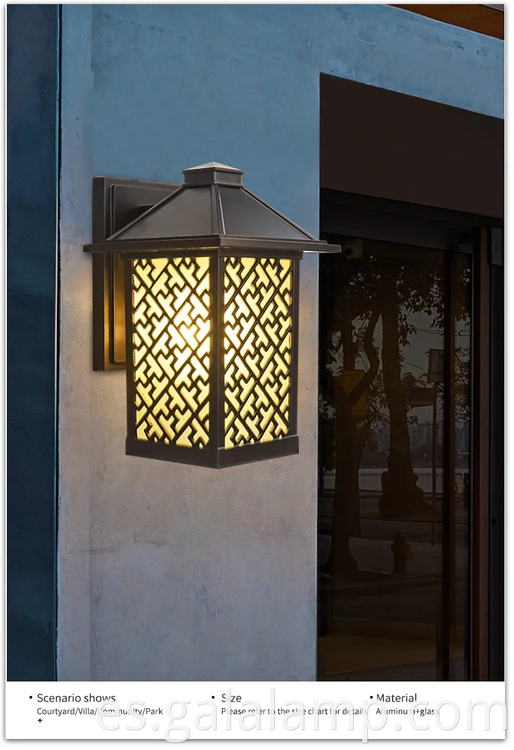 Elegante luz de pared LED europeo al aire libre para casas elegantes